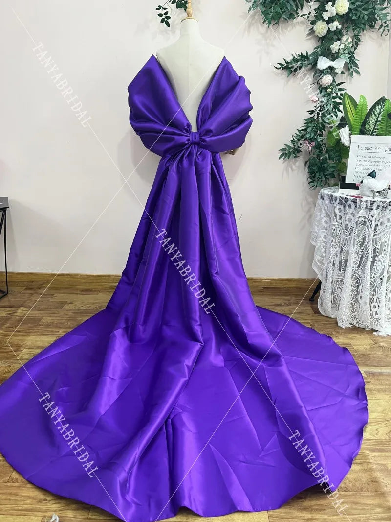 Mikado Cape | Oversized Bow Sleeves & 2M Train | Pageant & Bridal