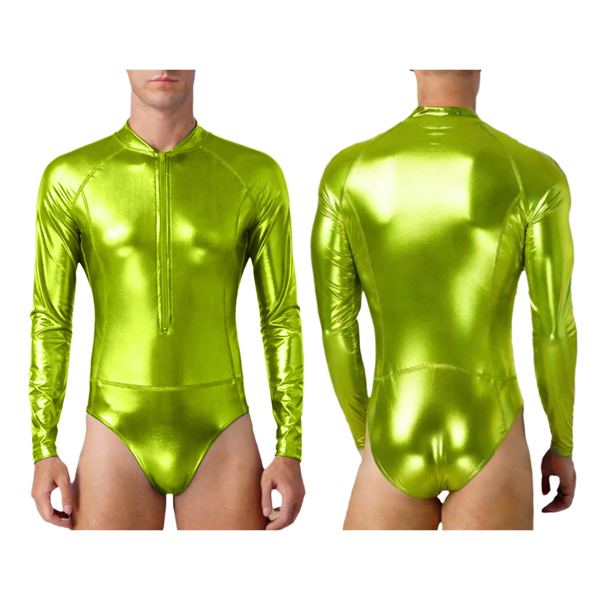 Men's Metallic Bodysuit | Zip Front