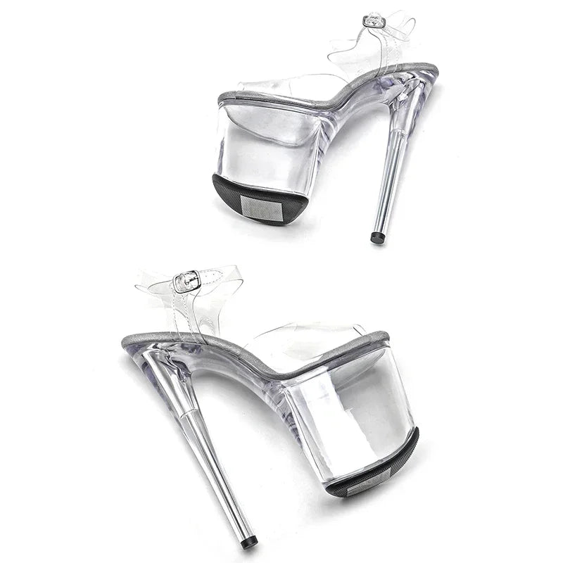 8-Inch Transparent Platform Sandals - Slip-On Heels
