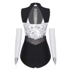 Spotlight Sequin Mock-Neck Leotard