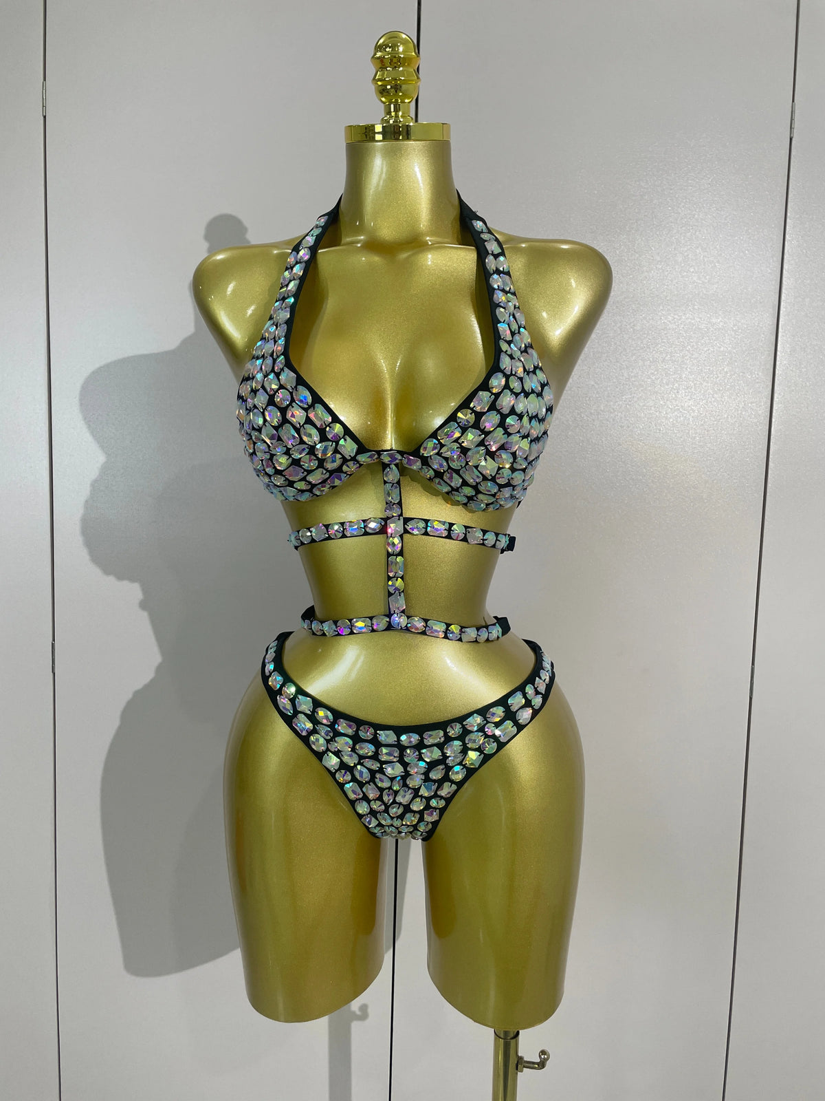 Crystal Diamond Cut-Out Bodysuit | Handmade | XS–L