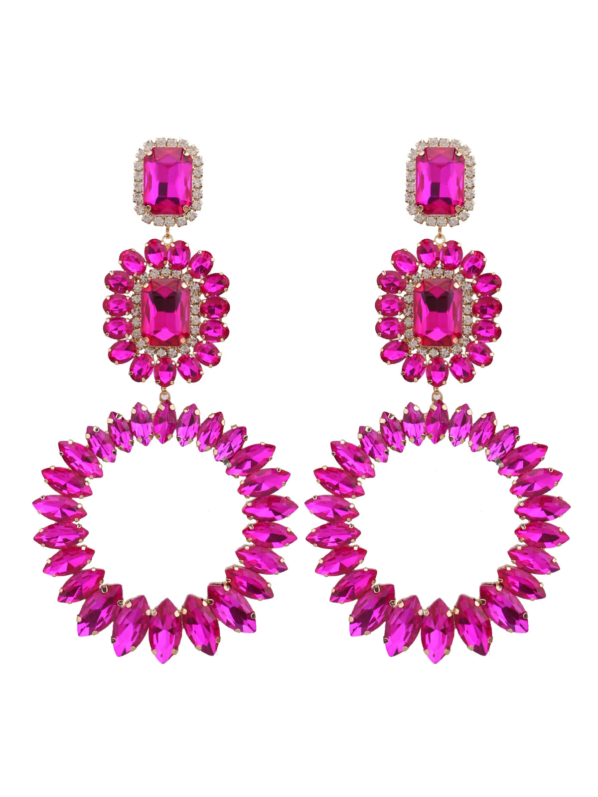 Rhinestone Water Drop Earrings | Clip or Pin