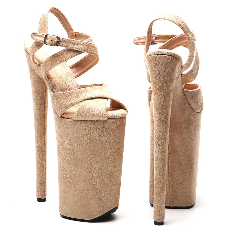 10-Inch Suede Platform Sandals - Open-Toe Dance Heels