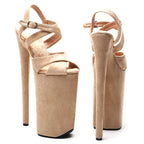 10-Inch Suede Platform Sandals - Open-Toe Dance Heels
