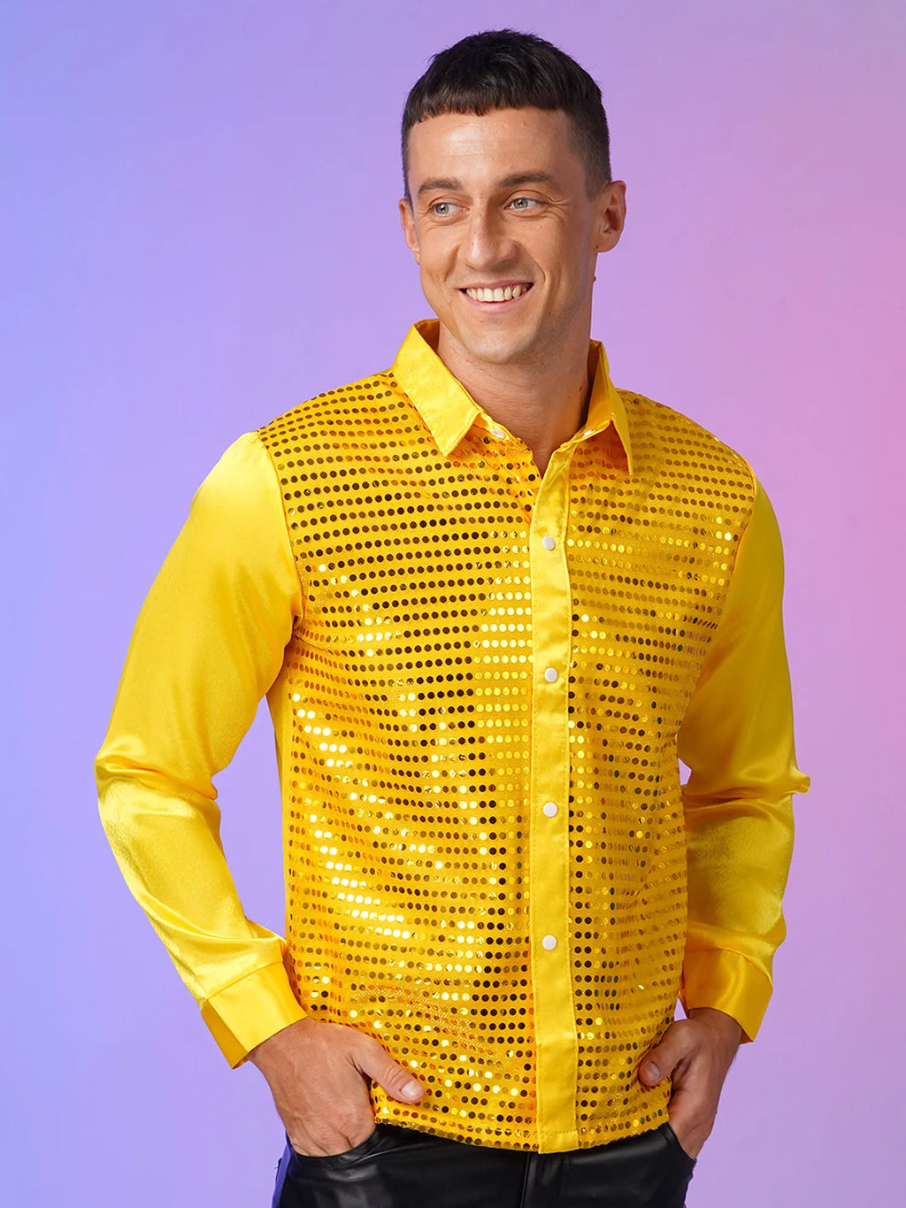 Men's Sequin Shirt | Long-Sleeve Sparkle