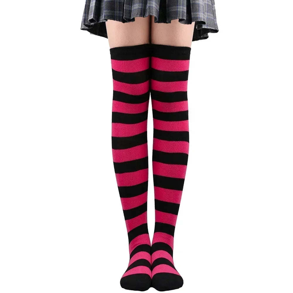 Striped & Polka Dot Thigh-High Stockings | Over-Knee | 27 Colors
