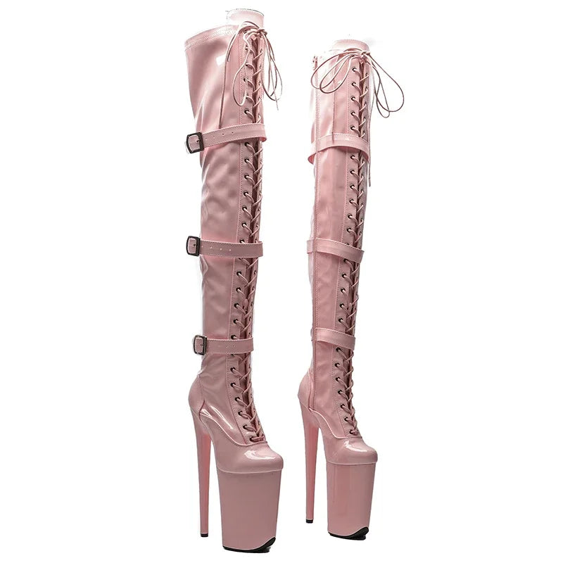 9-Inch Patent Thigh-High Boots - Platform Dance Boots