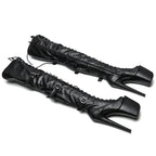 8-Inch Matte Thigh-High Boots - Lace-Up Dance Boots
