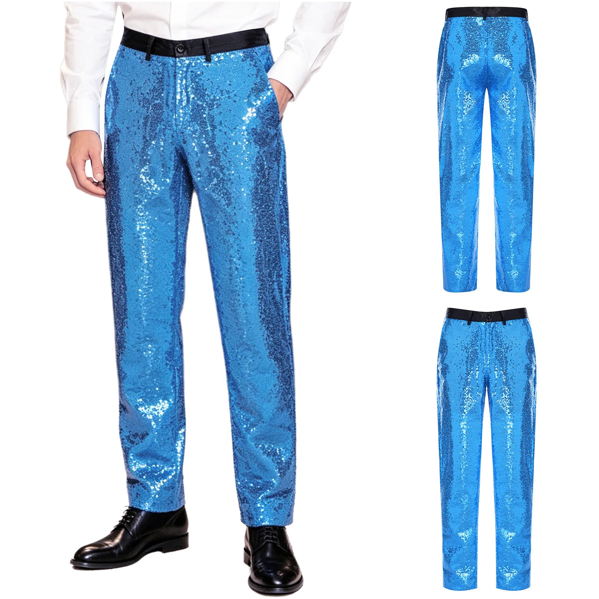 Men's Sequin Disco Pants | Elastic Waist | Side Pockets