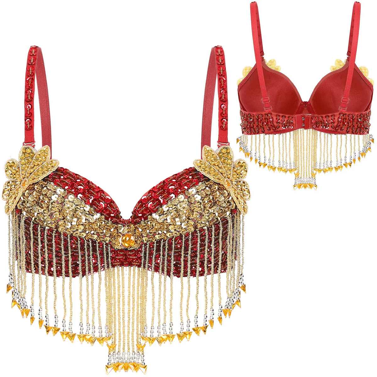 Sequin Beaded Tassel Belly Dance Bra | Underwired | Festival & Stage | One Size