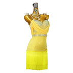 Yellow Latin Dance Dress with Fringe Details