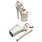 8-Inch Floral Platform Heels | Open Toe