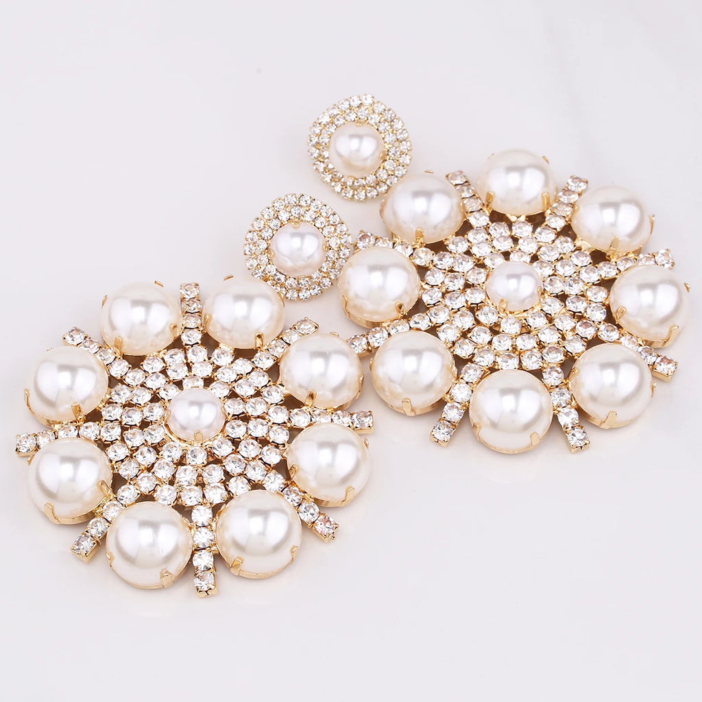 Pearl & Rhinestone Drop Earrings | 7 Colors