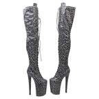 9-Inch Leopard Print Thigh-High Platform Boots - High Heel Performance Boots