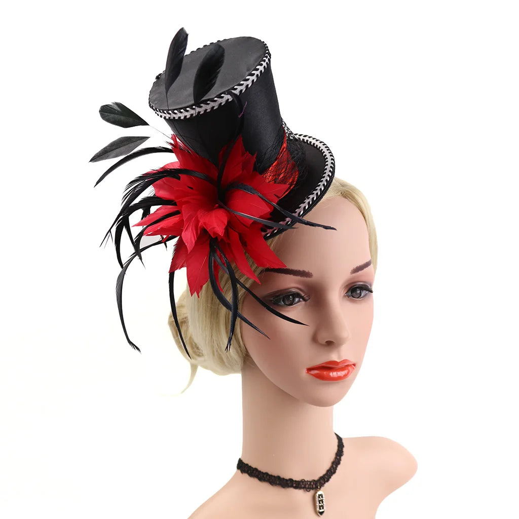 Mini Top Hat | Feather Fascinator | Burlesque & Bridal