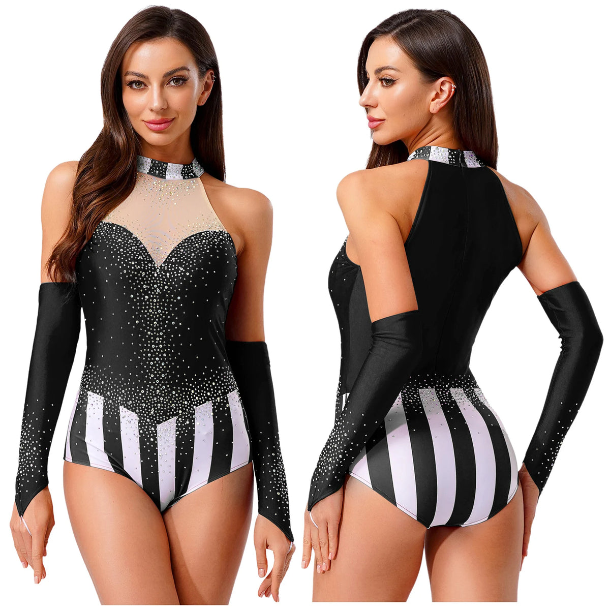 Circus Bodysuit | Rhinestones & Gloves