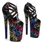 9-Inch Graffiti Platform Sandals | Open Toe | Multi-Strap