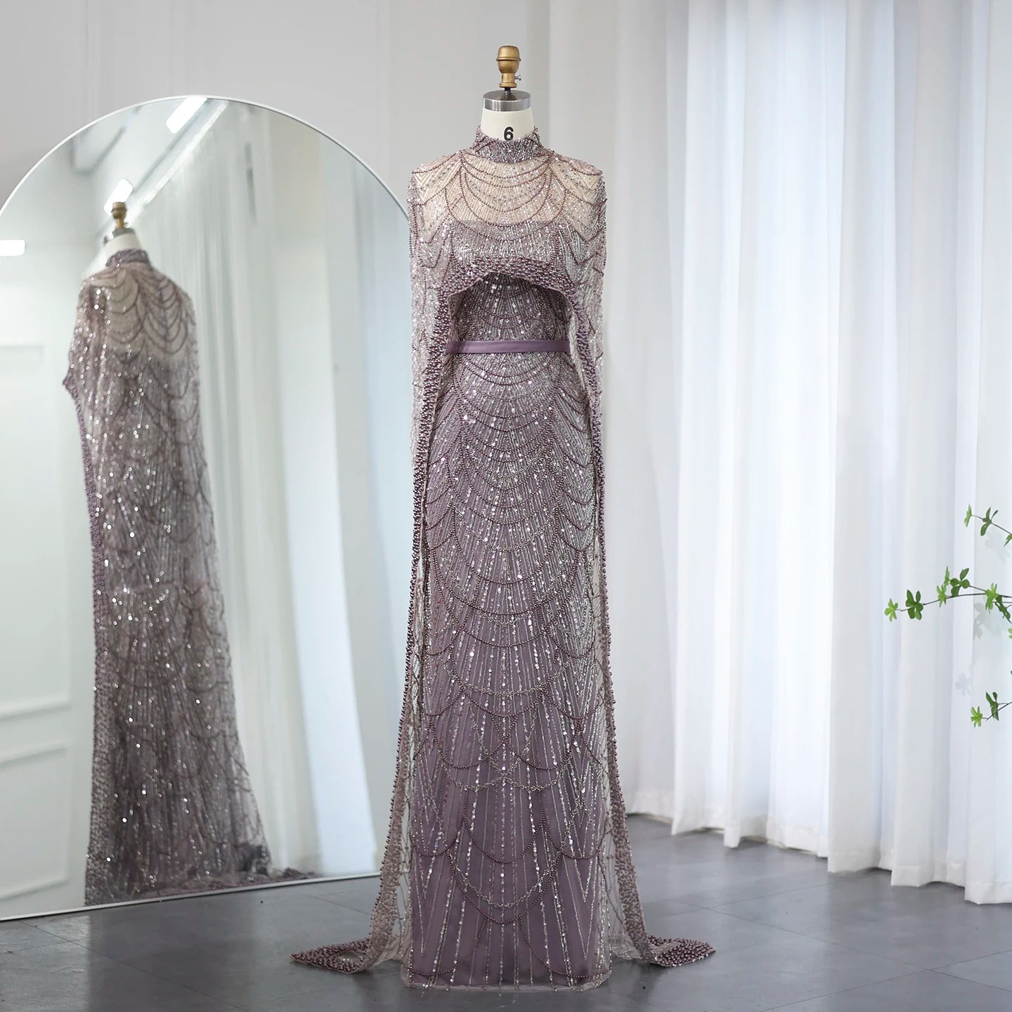 Pearl & Crystal Mermaid Gown | Cape Jacket | Strapless