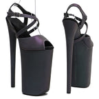 10-Inch Holographic Platform Sandals - Peep Toe Exotic Dance Heels