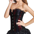 Gothic Floral Corset Dress Set | Red & Black | Lace Skirt | Plus Size