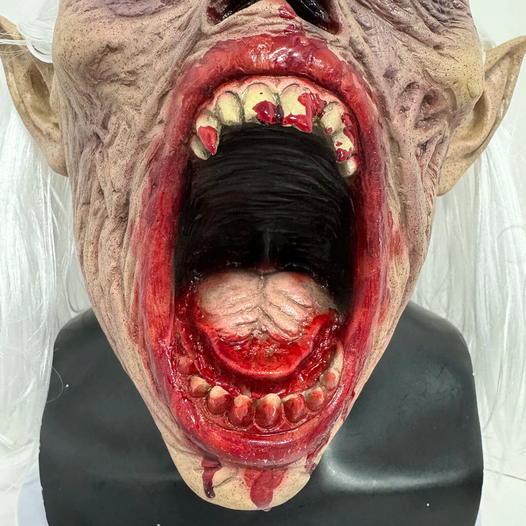 White-Hair Zombie Mask | Open Mouth
