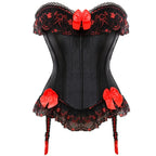 Bow Accent Overbust Corset | Suspenders | Lace-Up | Plus Size