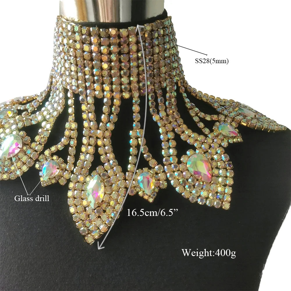 Crystal Rhinestone Choker | Wide Statement Necklace | Drag & Bridal
