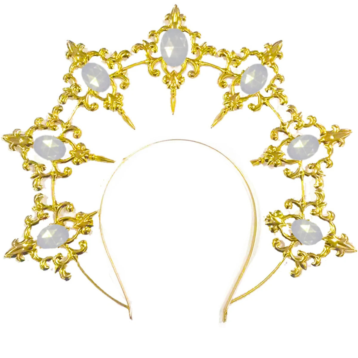 Regal Spiked Rhinestone Halo Headpiece