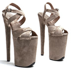 Suede Open-Toe Platform Sandals – High Heel Pole Dance Shoes
