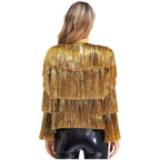 Gold Tiered Fringe Jacket | Sequin Tassel | Jazz Dance | Hollywood Glamour