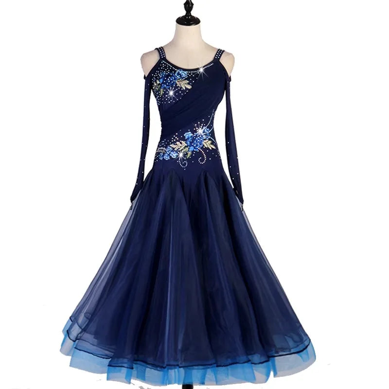 Ballroom Competition Dress | Rhinestone | 6 Colors | XXS-XXL