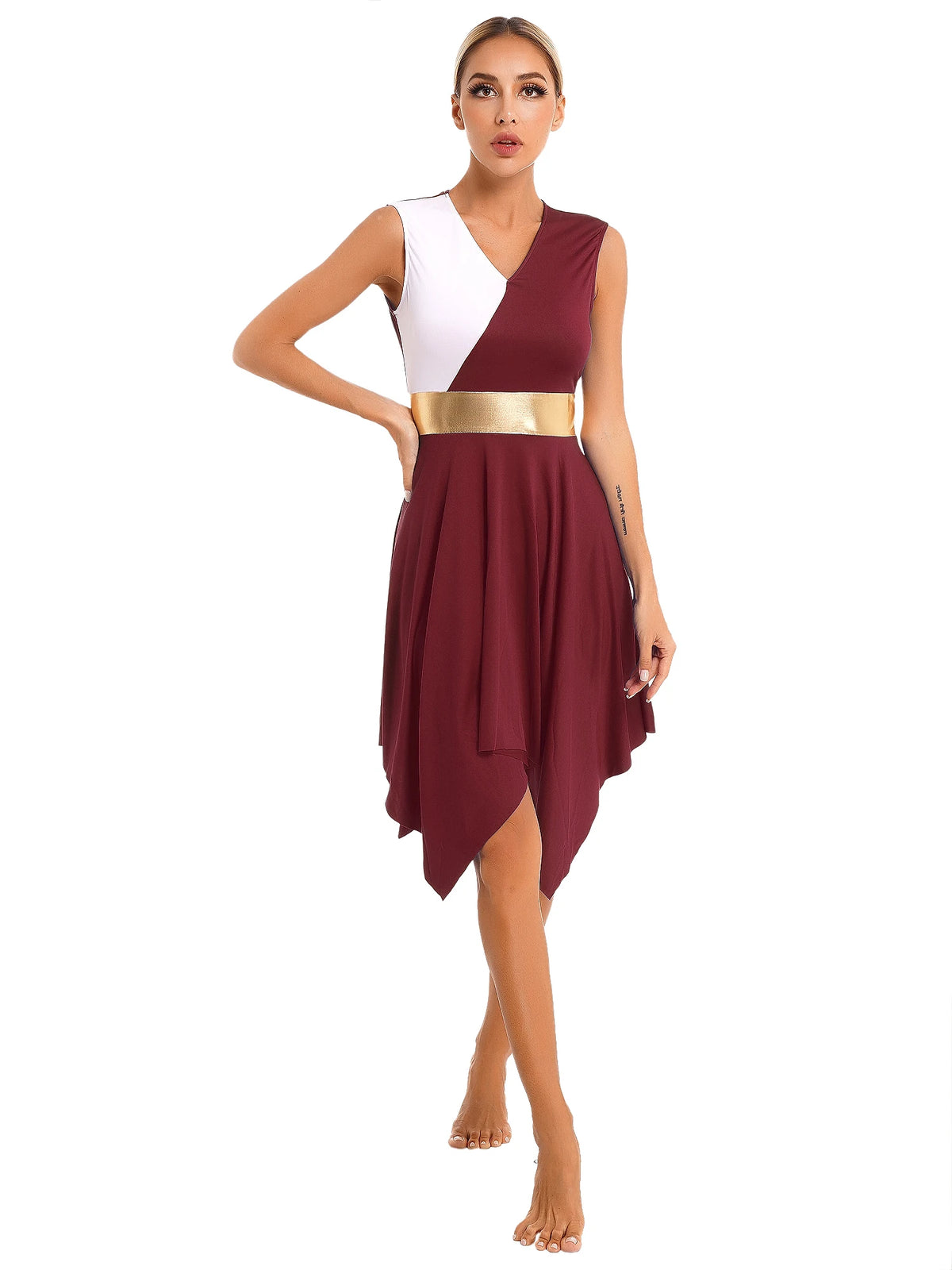Color Block Dance Dress | Asymmetric Hem | Built-In Briefs