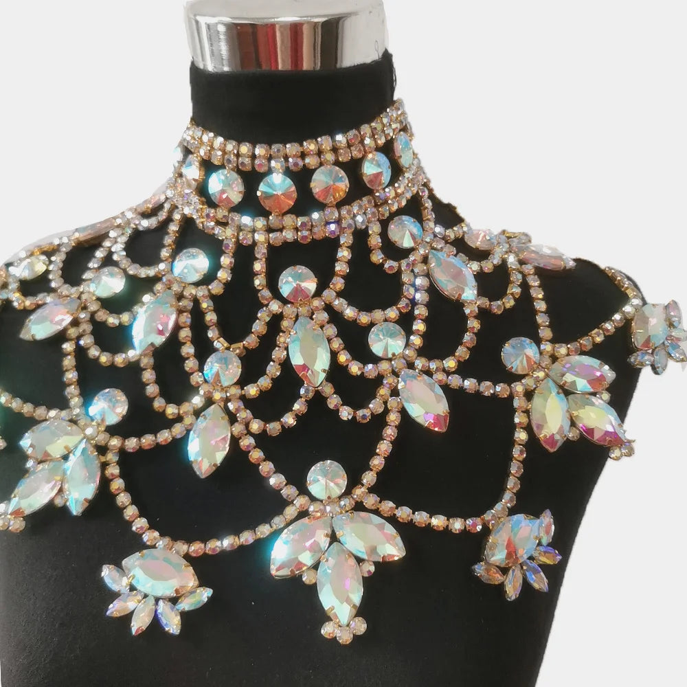 Luxury Oversized Rhinestone Statement Necklace - Drag Show & Pageant Jewelry