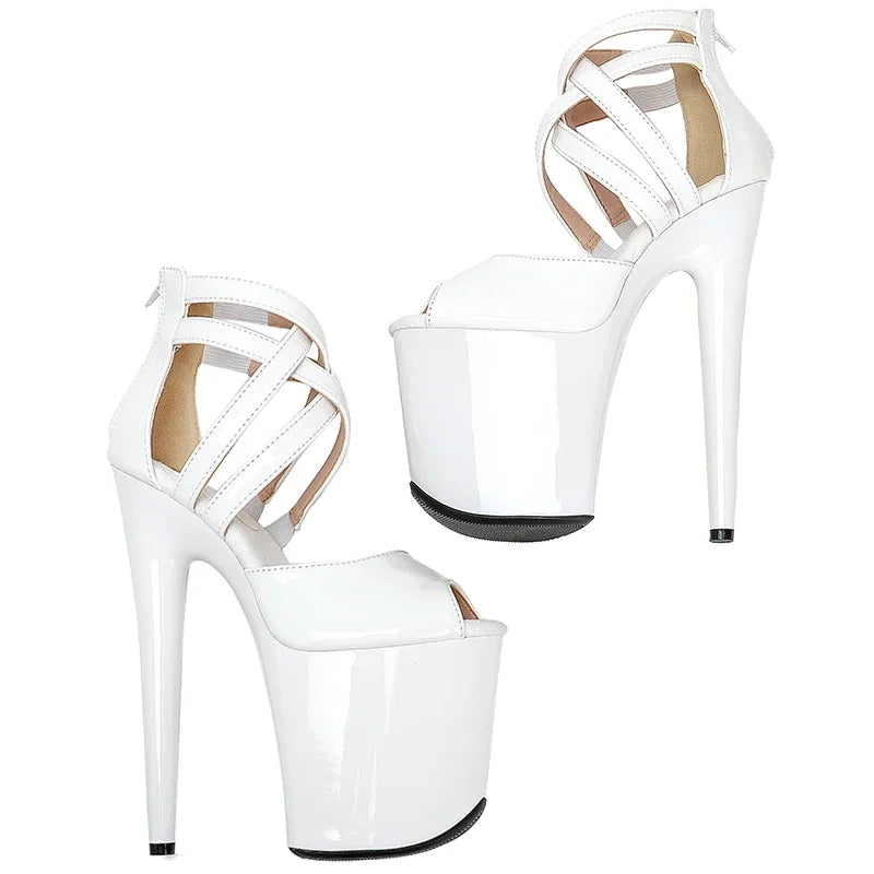 Patent Leather Platform Sandals - 20cm Pole Dance Heels