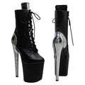 20cm Snakeskin Platform Pole Dance Ankle Boots - 8 Inch High Heels