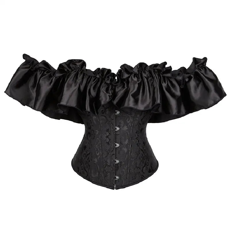 Overbust Corset | Ruffled Off-Shoulder | Victorian Gothic