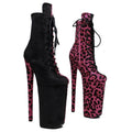 26cm Platform Boots - Leopard Print Lace-Up Dance Boots