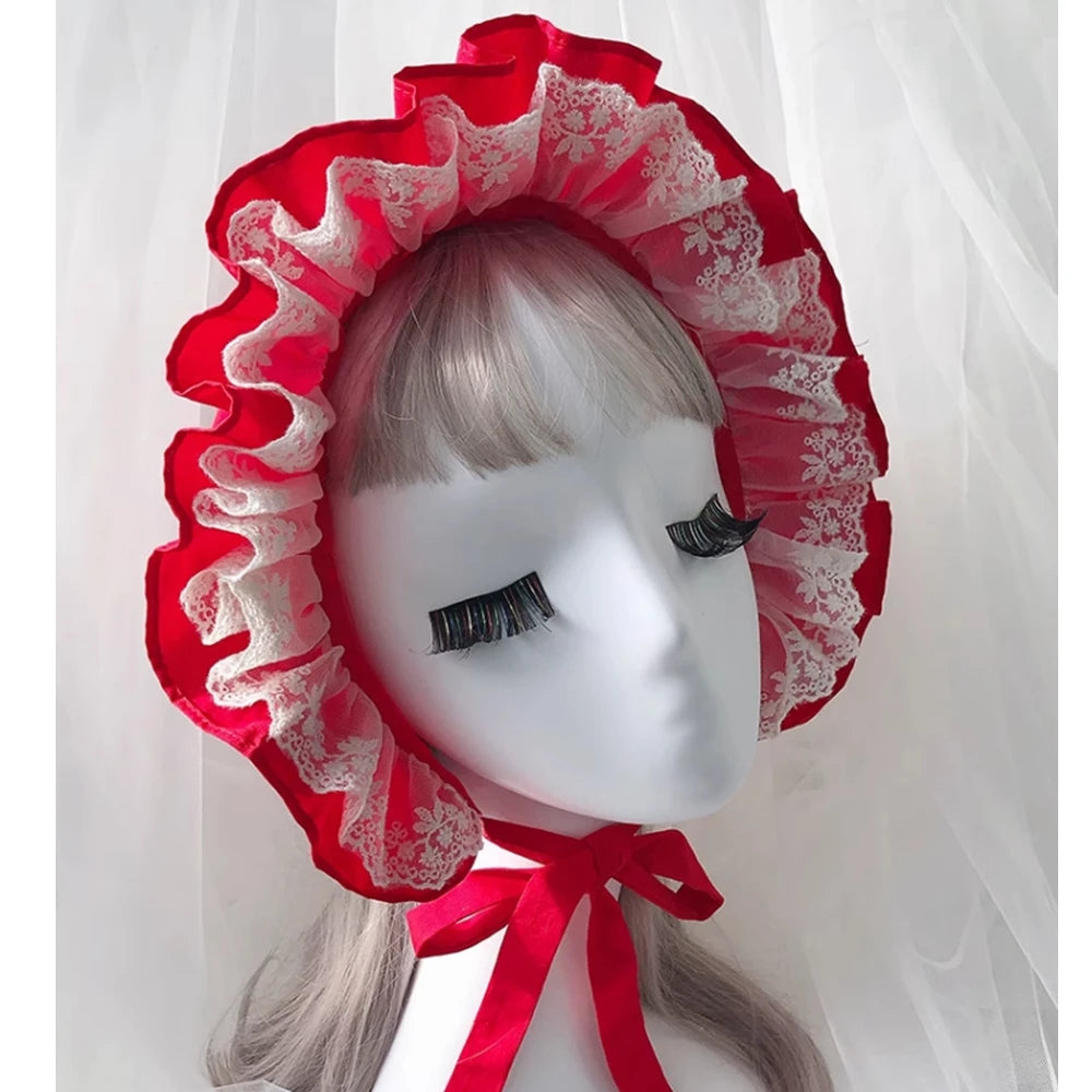 Lolita Ruffle Bonnet | Cotton & Lace | Adjustable