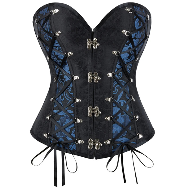 Steampunk Overbust Corset | Vintage Print | Gothic Lace-Up