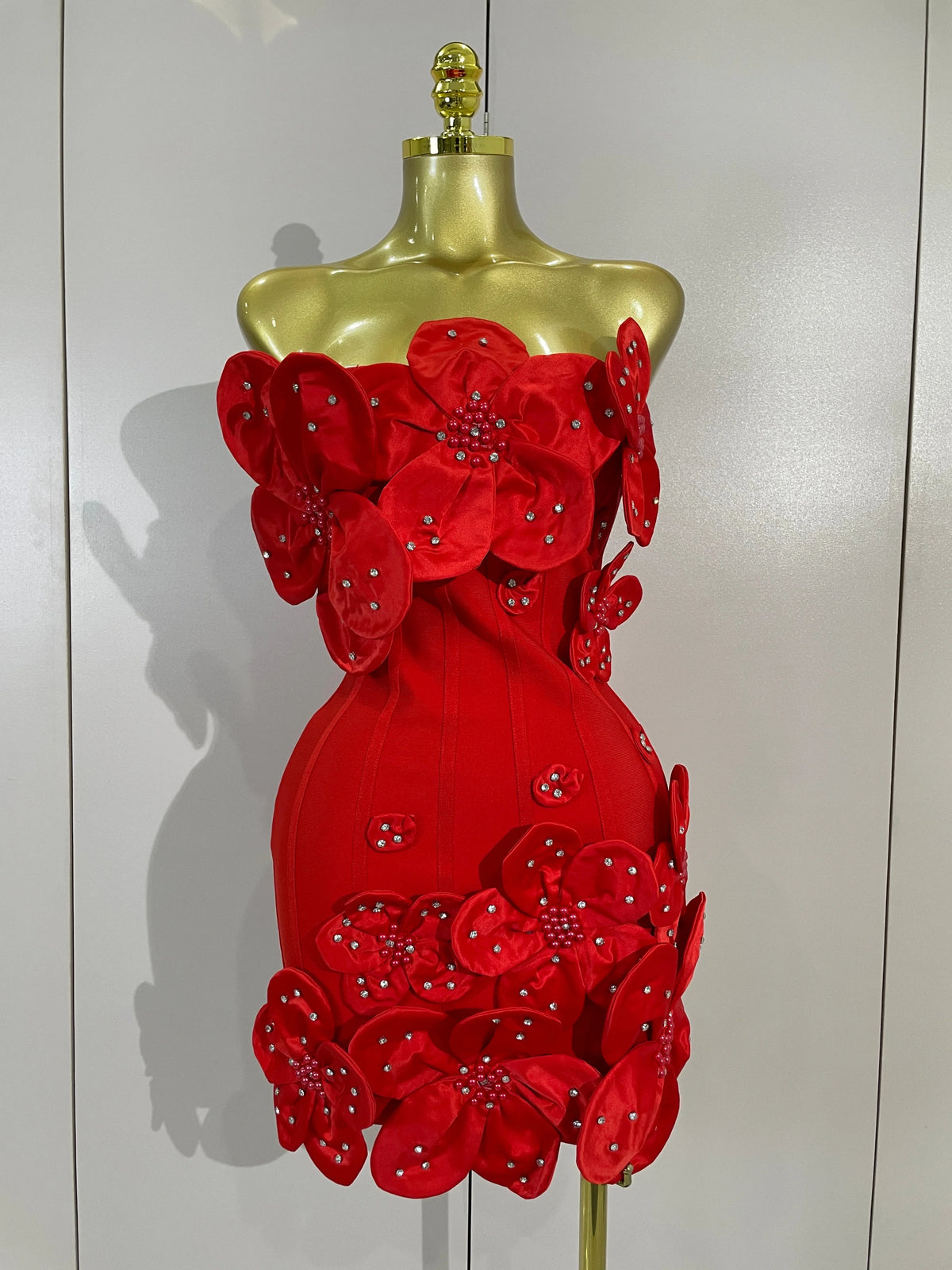 3D Beaded Flower Strapless Mini Dress | Luxury | Pageant