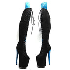 8-Inch Suede Thigh-High Platform Boots | Lace-Up