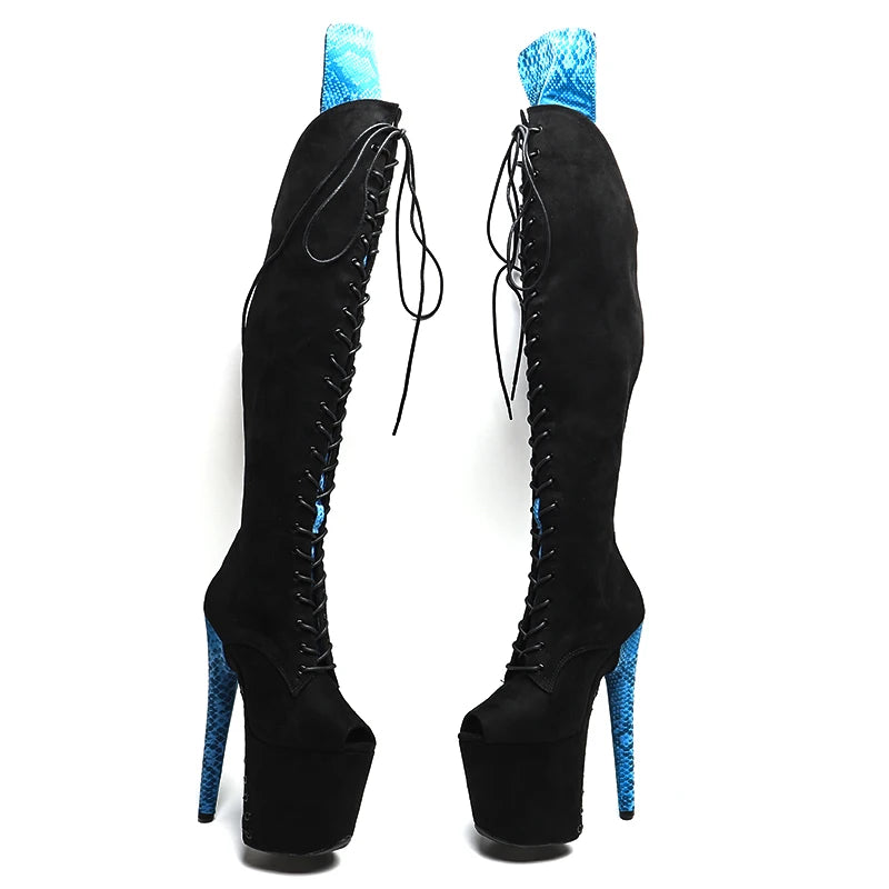 8-Inch Suede Thigh-High Platform Boots | Lace-Up