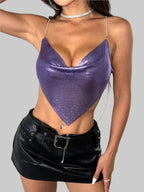 Rhinestone Diamond Halter Crop Top