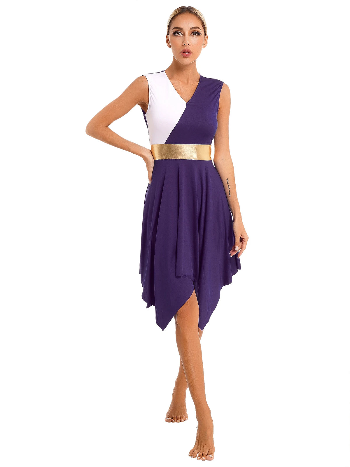 Color Block Dance Dress | Asymmetric Hem | Built-In Briefs