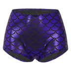 Blue Metallic Scale Shorts | Stretch Waist