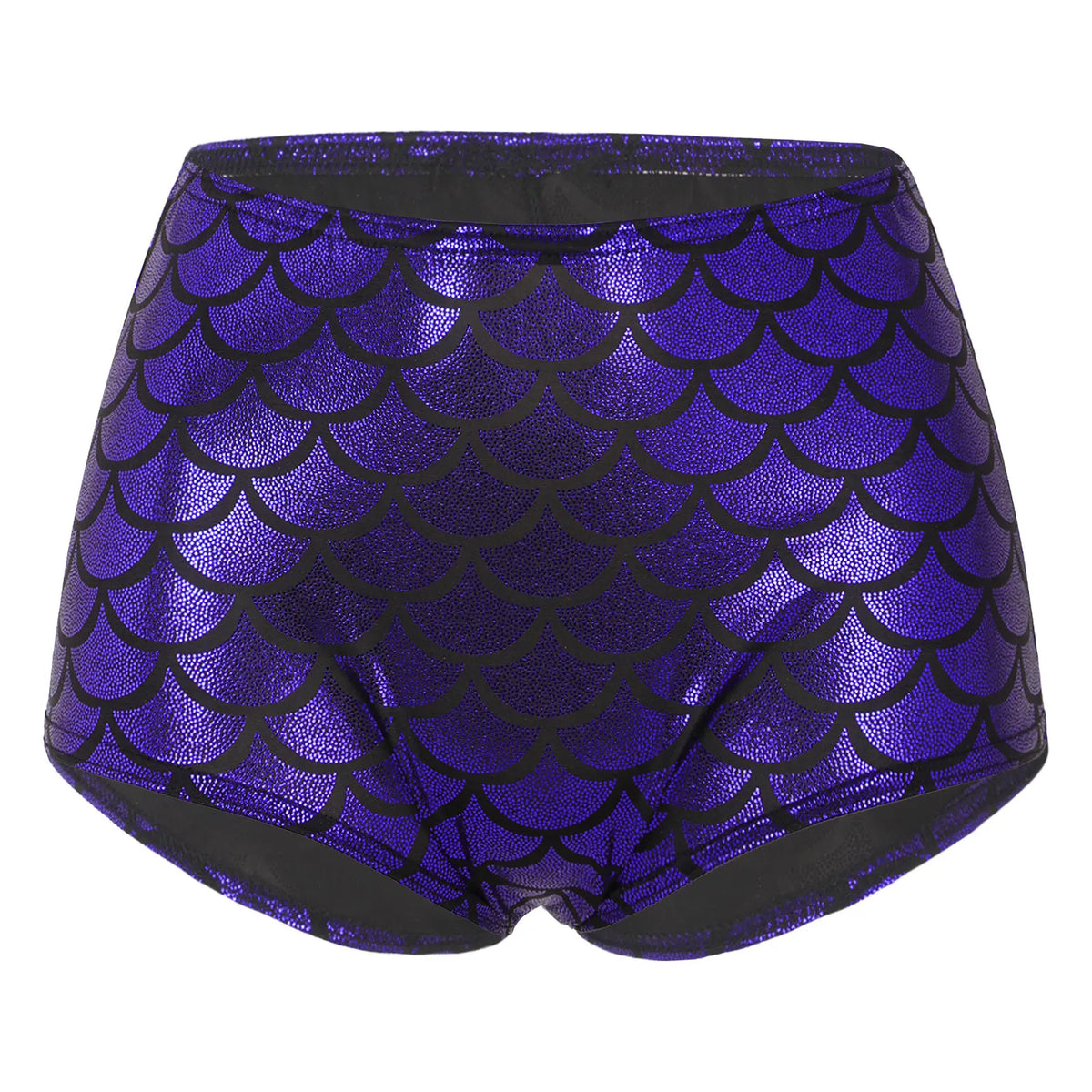 Blue Metallic Scale Shorts | Stretch Waist