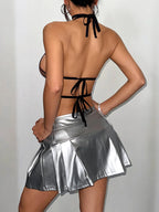 Diamond Fishnet Bandage Halter Crop Top