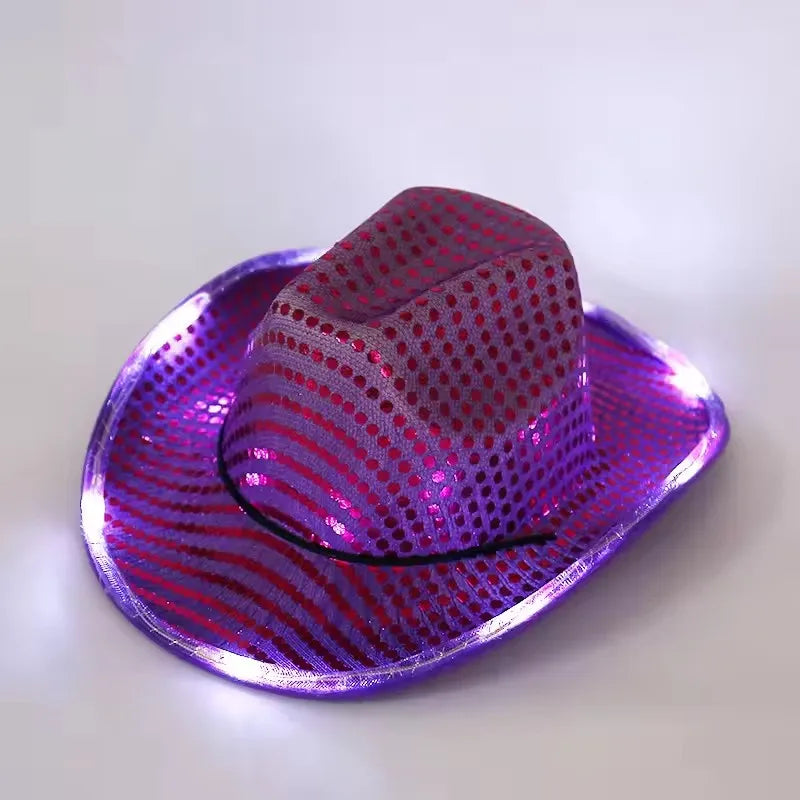 LED Sequin Glow Cowboy Hat | 9 Colors