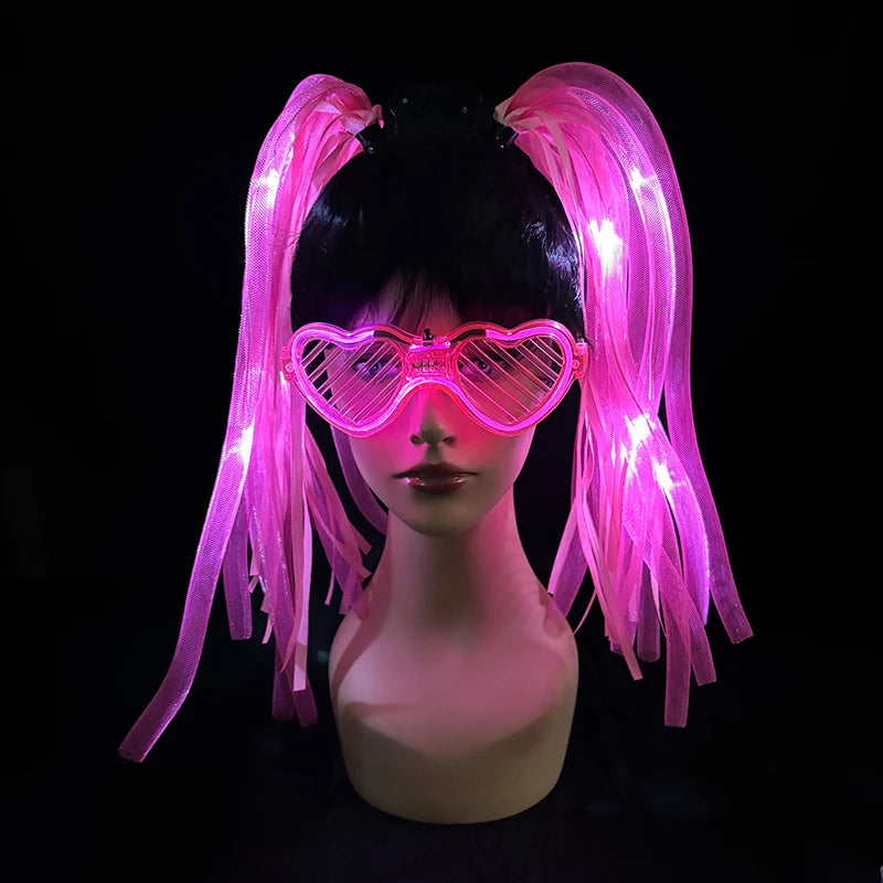 LED Light-Up Braid Pigtail Headband | Rave Festival Hair