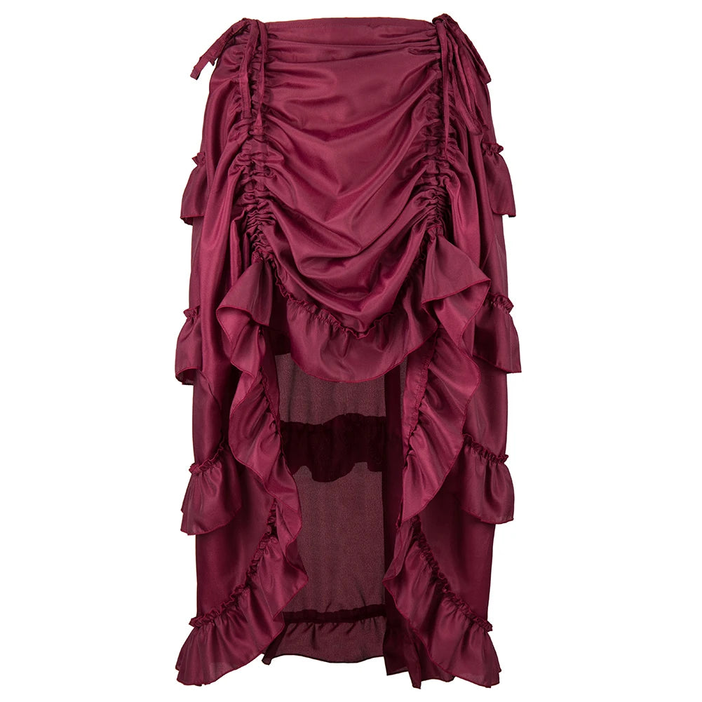 Victorian Gothic High-Low Ruffle Skirt | S–6XL | 3 Colors